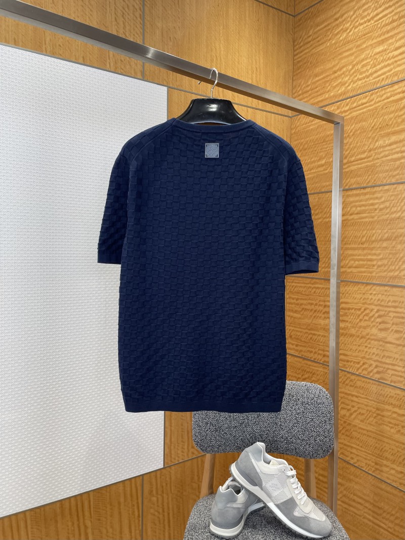 LV Embroidered Check Jacquard Knit Short-Sleeve T-Shirt 2 1