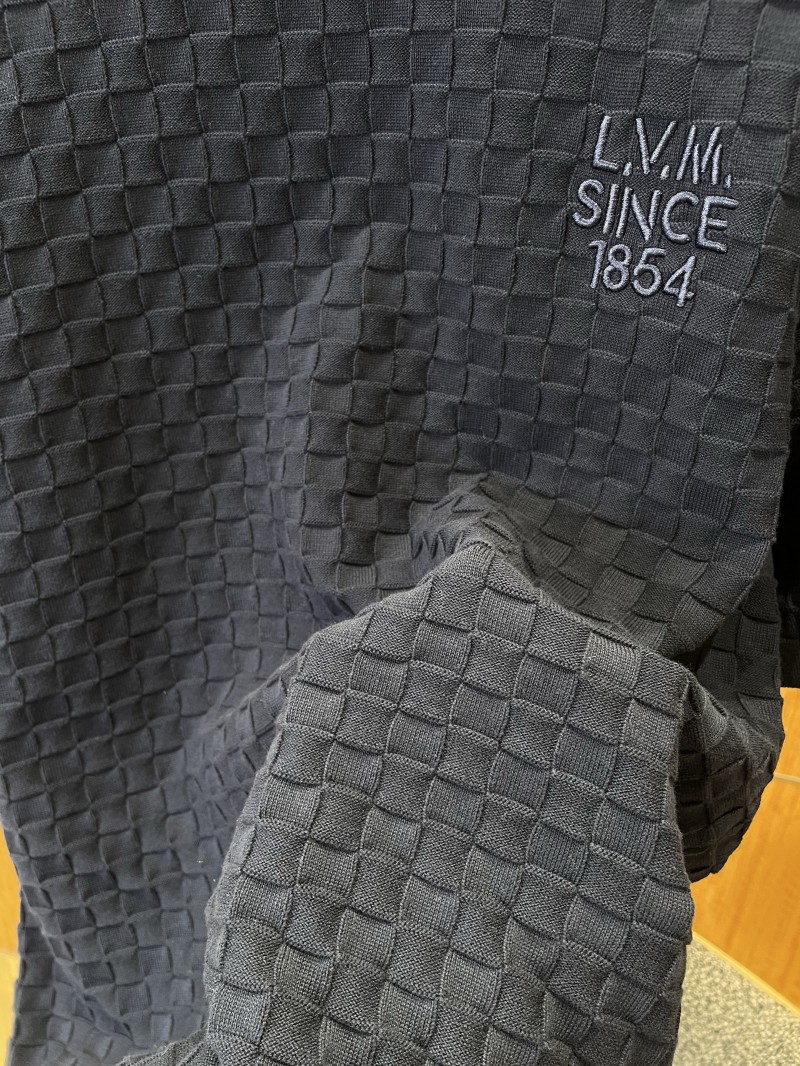 LV Embroidered Check Jacquard Knit Short-Sleeve T-Shirt 2 4