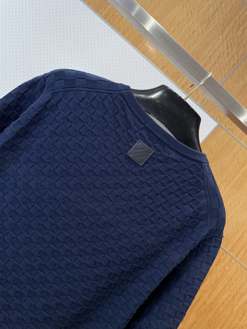LV Embroidered Check Jacquard Knit Short-Sleeve T-Shirt 2 5