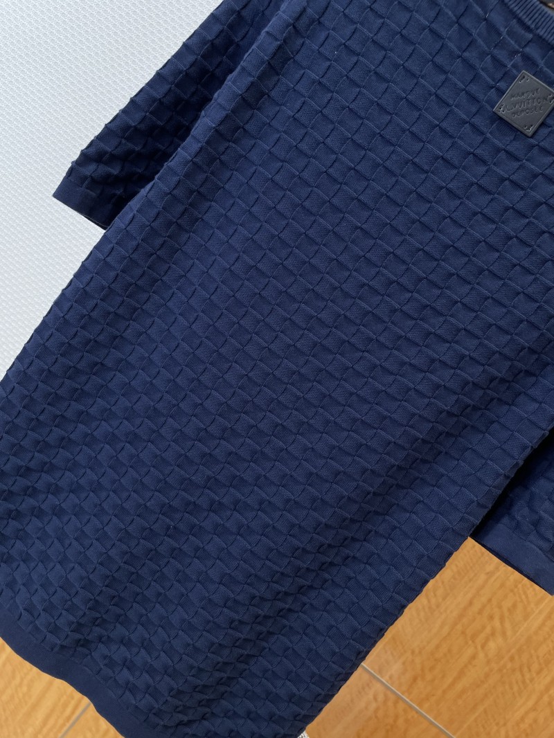 LV Embroidered Check Jacquard Knit Short-Sleeve T-Shirt 2 6