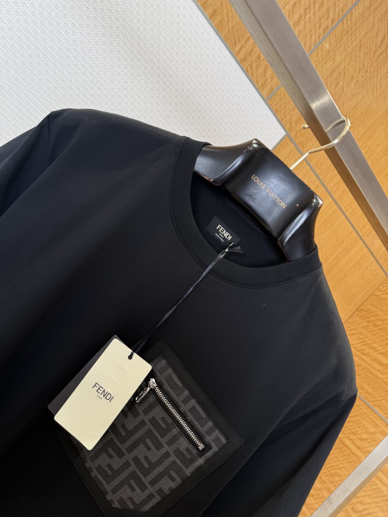 Fendi Pocket Zipper Decorated Cotton Short-Sleeve T-Shirt 1 2