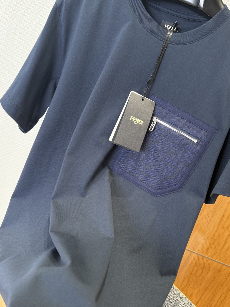 Fendi Pocket Zipper Decorated Cotton Short-Sleeve T-Shirt 3 7