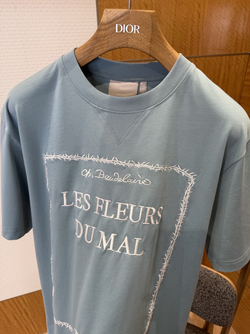 Dior Blue Embroidered Knit Short-Sleeve T-Shirt 5