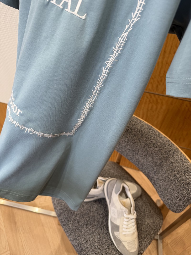Dior Blue Embroidered Knit Short-Sleeve T-Shirt 7