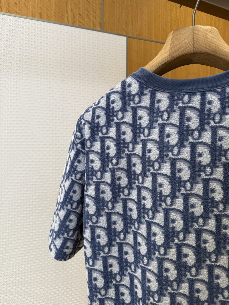 Dior Letter Logo All-Over Print Knit Crew Neck Short Sleeve T-Shirt 1 3