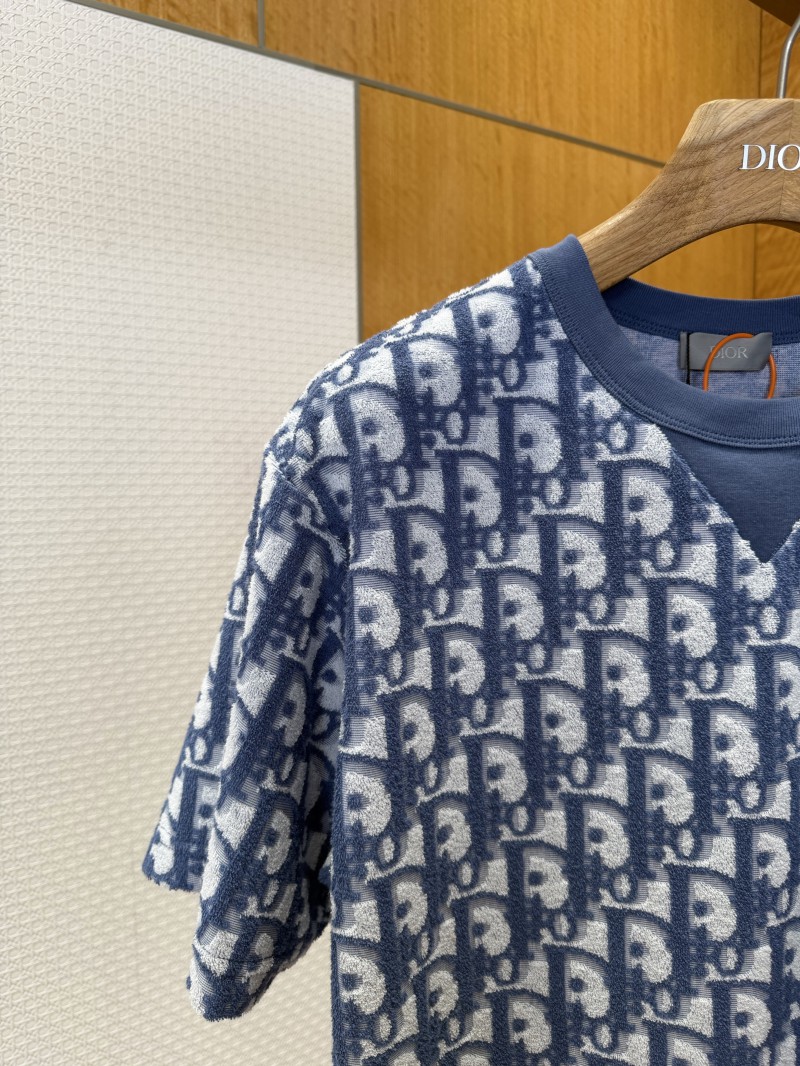 Dior Letter Logo All-Over Print Knit Crew Neck Short Sleeve T-Shirt 1 4