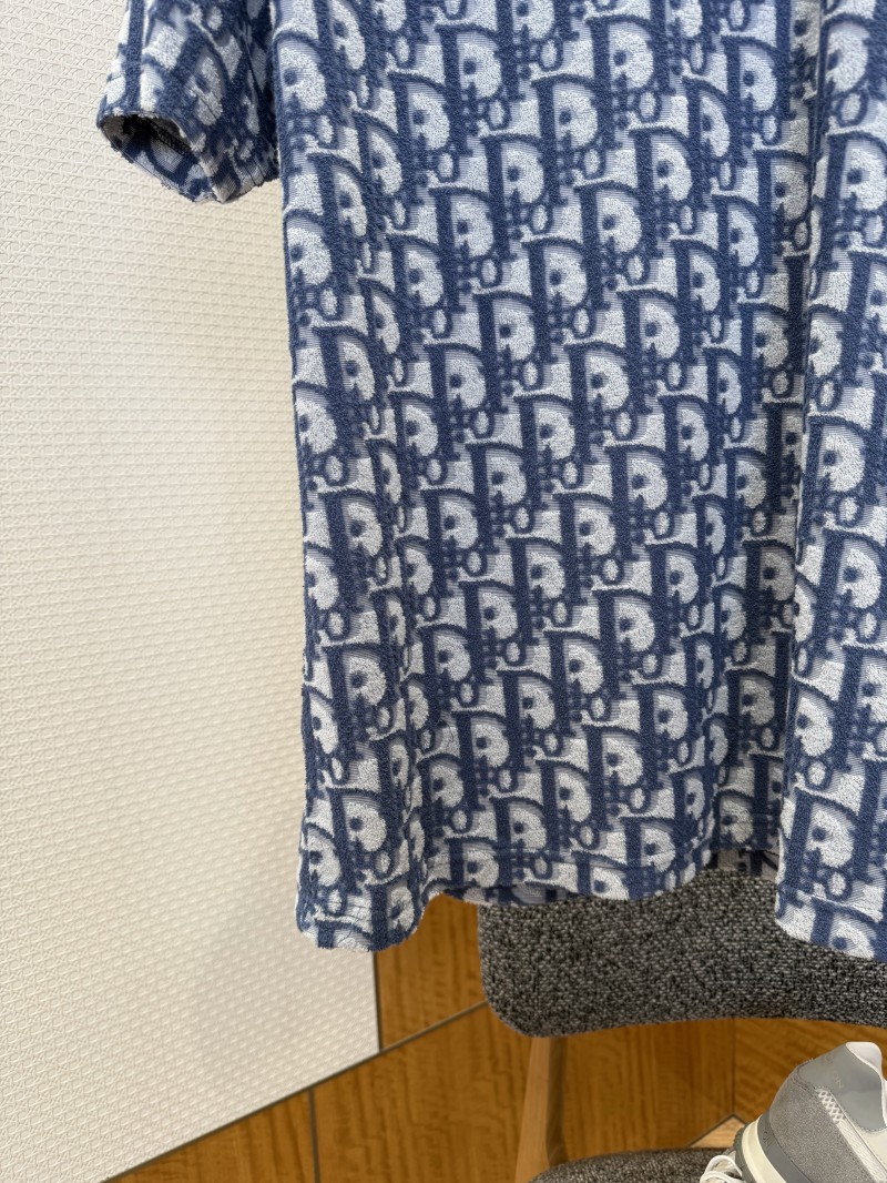 Dior Letter Logo All-Over Print Knit Crew Neck Short Sleeve T-Shirt 1 5