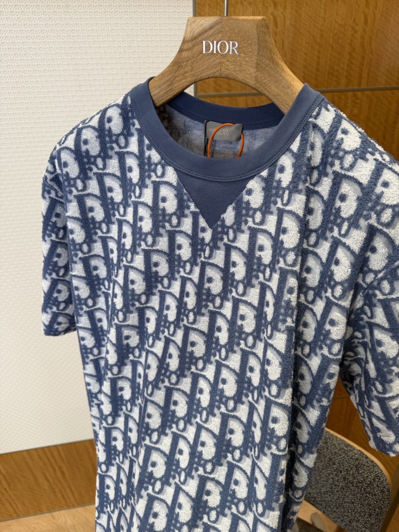 Dior Letter Logo All-Over Print Knit Crew Neck Short Sleeve T-Shirt 1 6