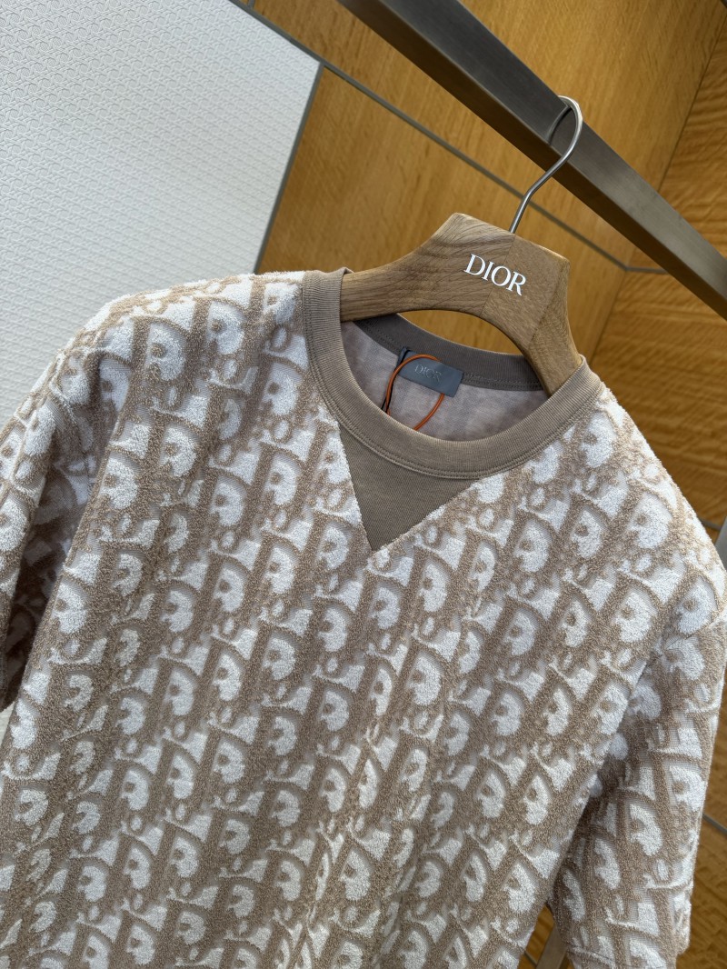 Dior Letter Logo All-Over Print Knit Crew Neck Short Sleeve T-Shirt 2 2