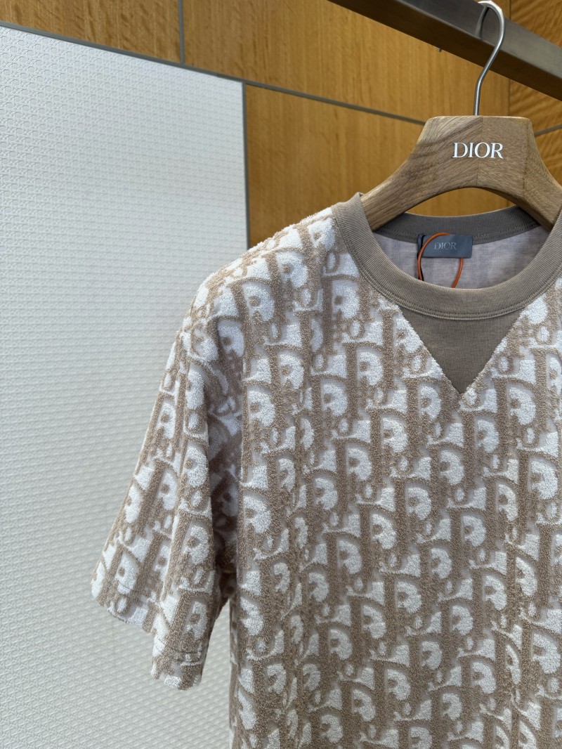 Dior Letter Logo All-Over Print Knit Crew Neck Short Sleeve T-Shirt 2 3