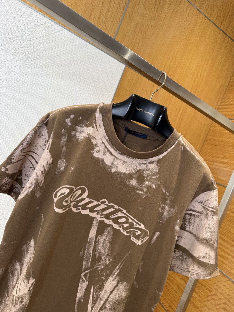 LV Tie-Dye Print Letter Crew Neck Short-Sleeve T-Shirt 1 2