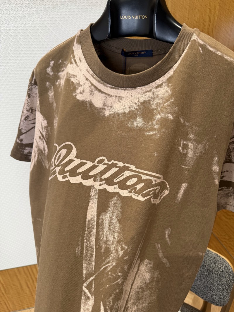 LV Tie-Dye Print Letter Crew Neck Short-Sleeve T-Shirt 1 4