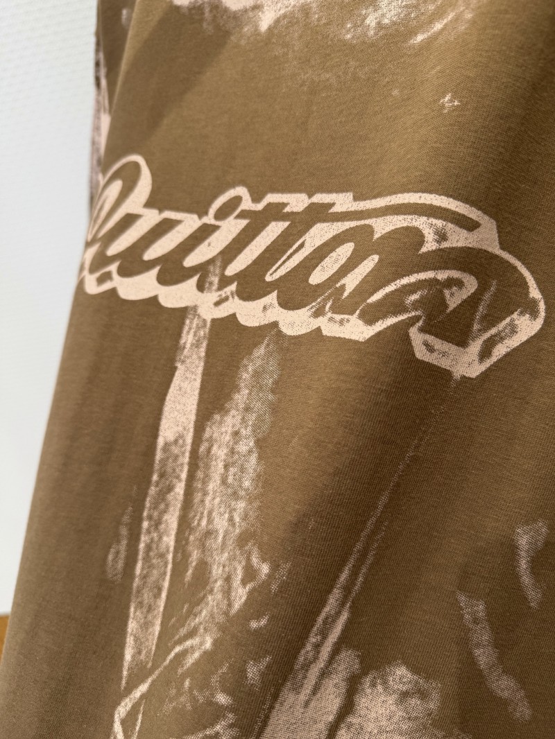 LV Tie-Dye Print Letter Crew Neck Short-Sleeve T-Shirt 1 5