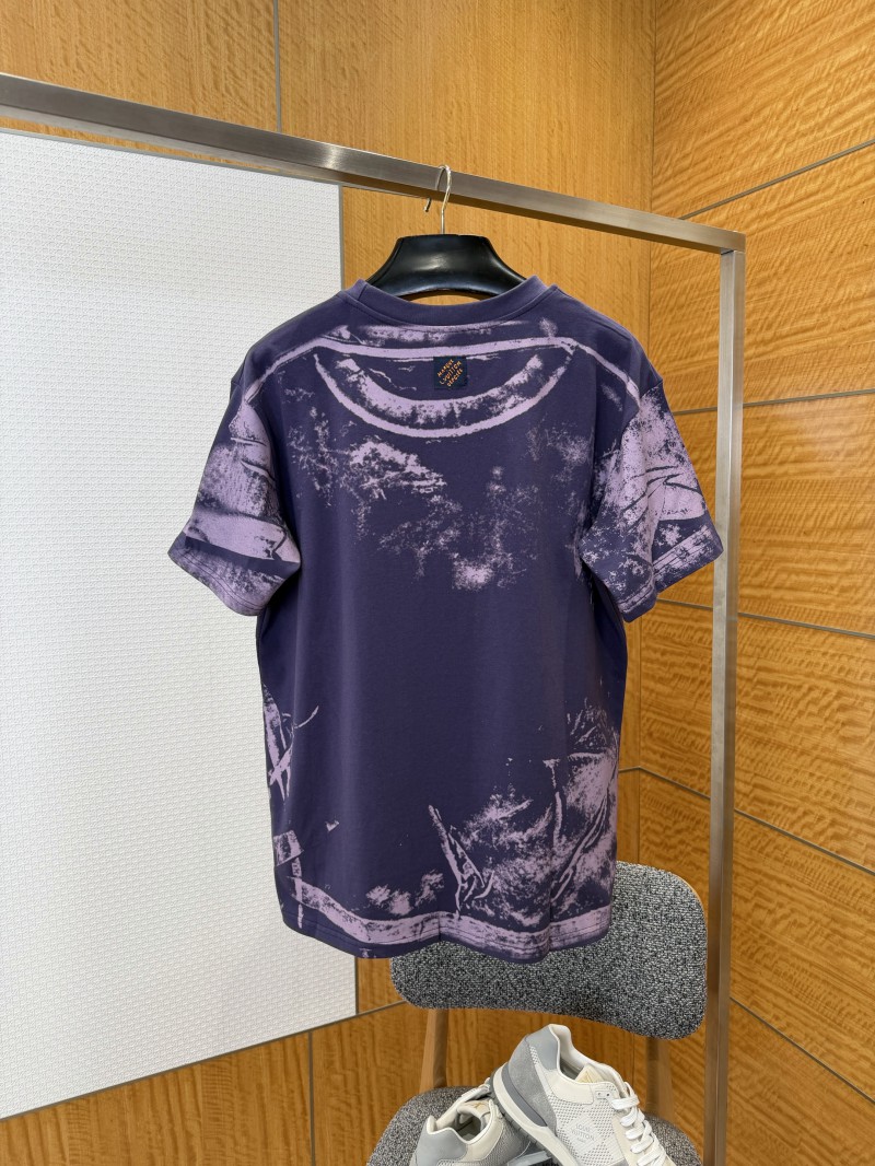 LV Tie-Dye Print Letter Crew Neck Short-Sleeve T-Shirt 2 1