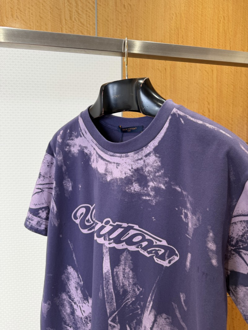 LV Tie-Dye Print Letter Crew Neck Short-Sleeve T-Shirt 2 5