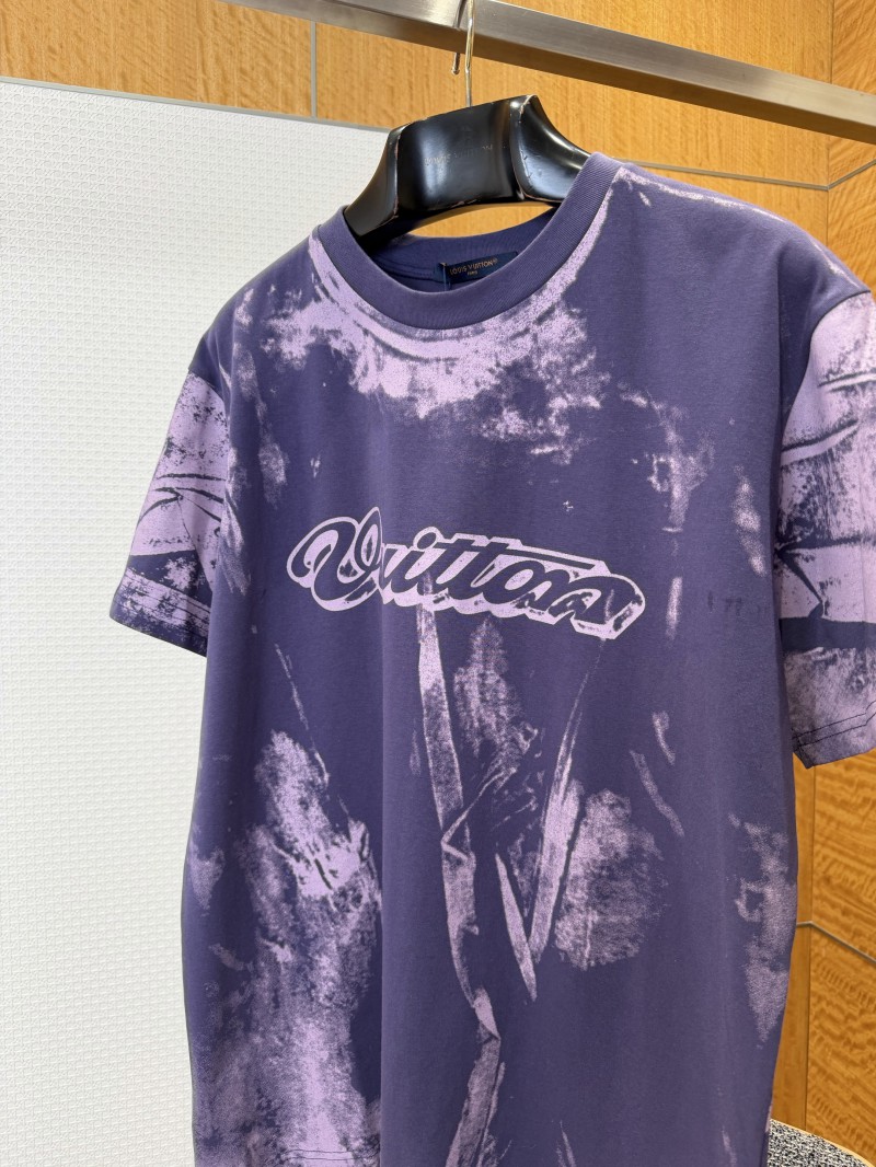 LV Tie-Dye Print Letter Crew Neck Short-Sleeve T-Shirt 2 6