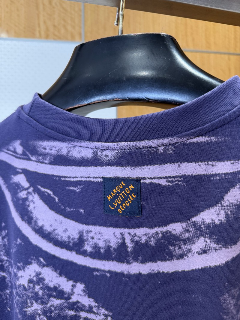 LV Tie-Dye Print Letter Crew Neck Short-Sleeve T-Shirt 2 8