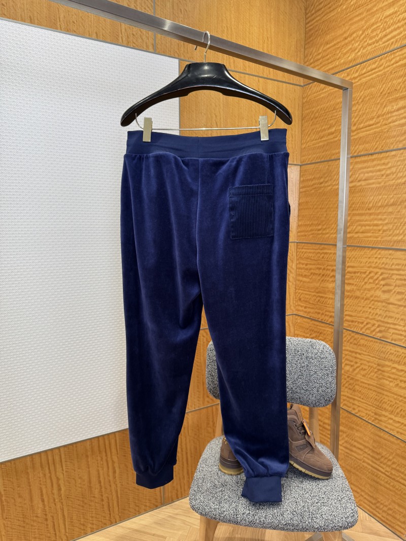 LV Velvet Solid-Color Drawstring Knit Sweatpants 1
