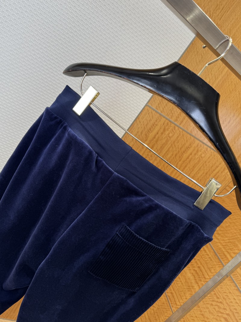 LV Velvet Solid-Color Drawstring Knit Sweatpants 6