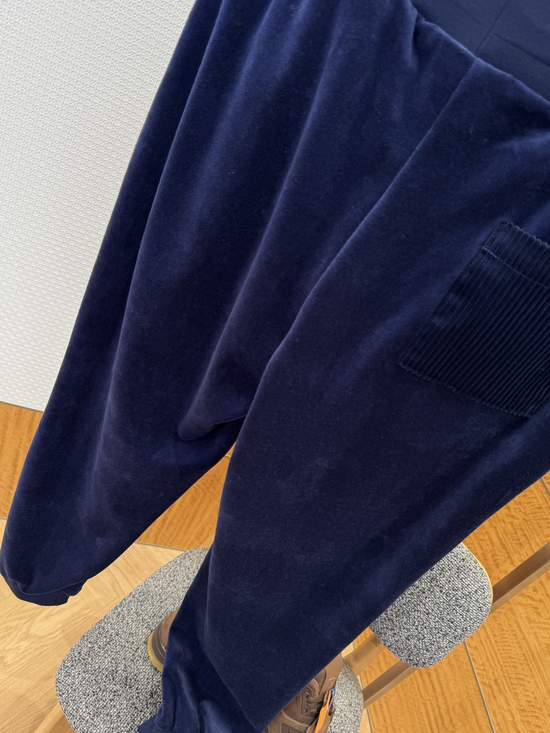 LV Velvet Solid-Color Drawstring Knit Sweatpants 7