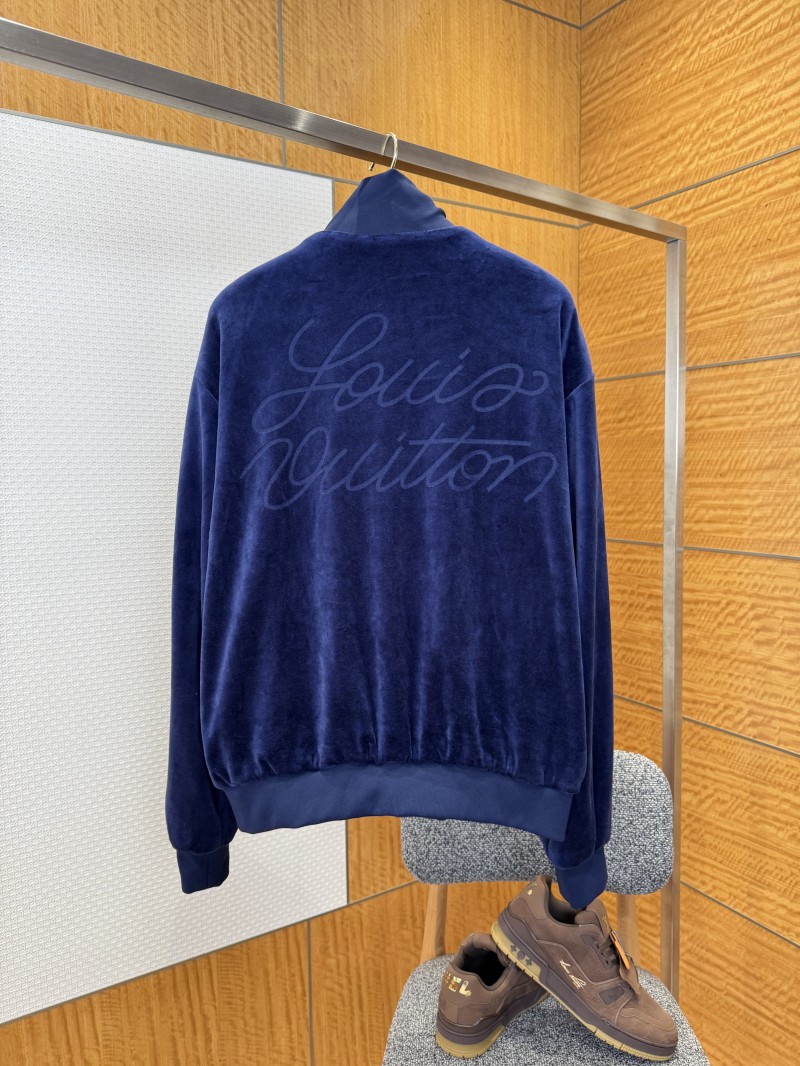 LV Velvet Zipper Pocket Ribbed Long-Sleeve Jacket 1