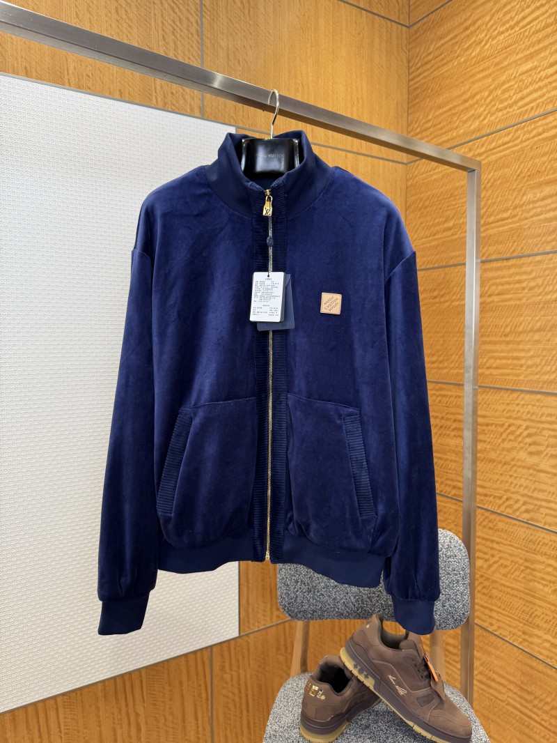 LV Velvet Zipper Pocket Ribbed Long-Sleeve Jacket 6