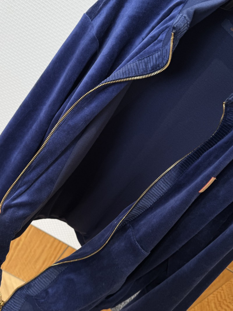 LV Velvet Zipper Pocket Ribbed Long-Sleeve Jacket 9