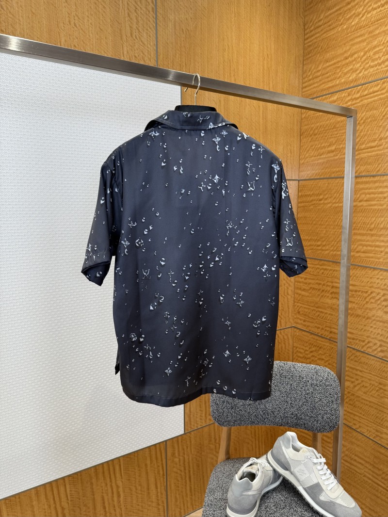 LV Water Drop Print Lapel Short-Sleeve Shirt 1
