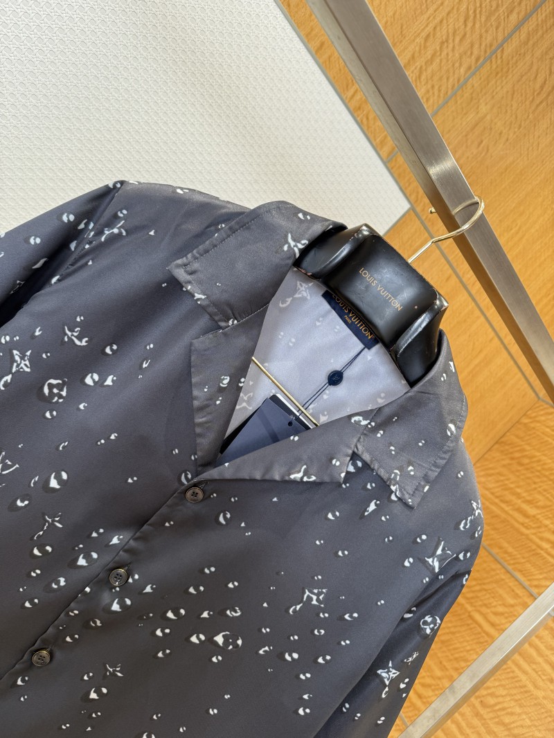 LV Water Drop Print Lapel Short-Sleeve Shirt 2
