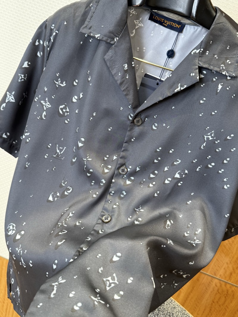LV Water Drop Print Lapel Short-Sleeve Shirt 7