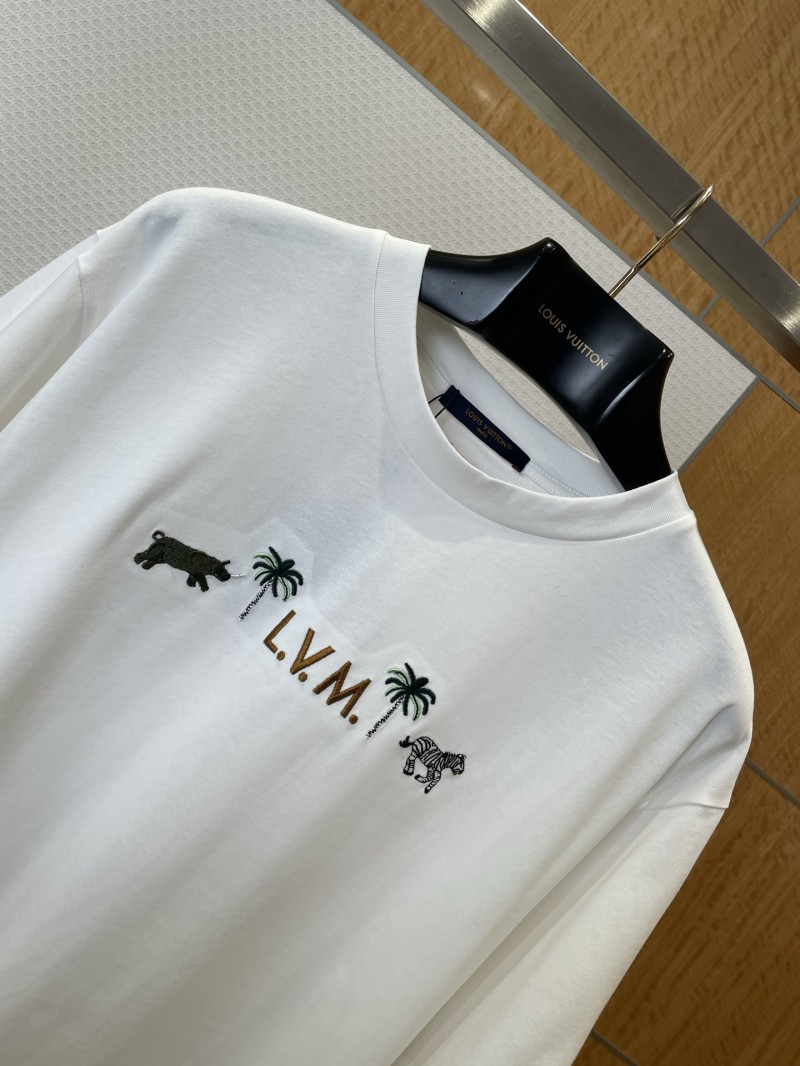 LV Animal Letter Embroidered Crew Neck Short-Sleeve T-Shirt 2