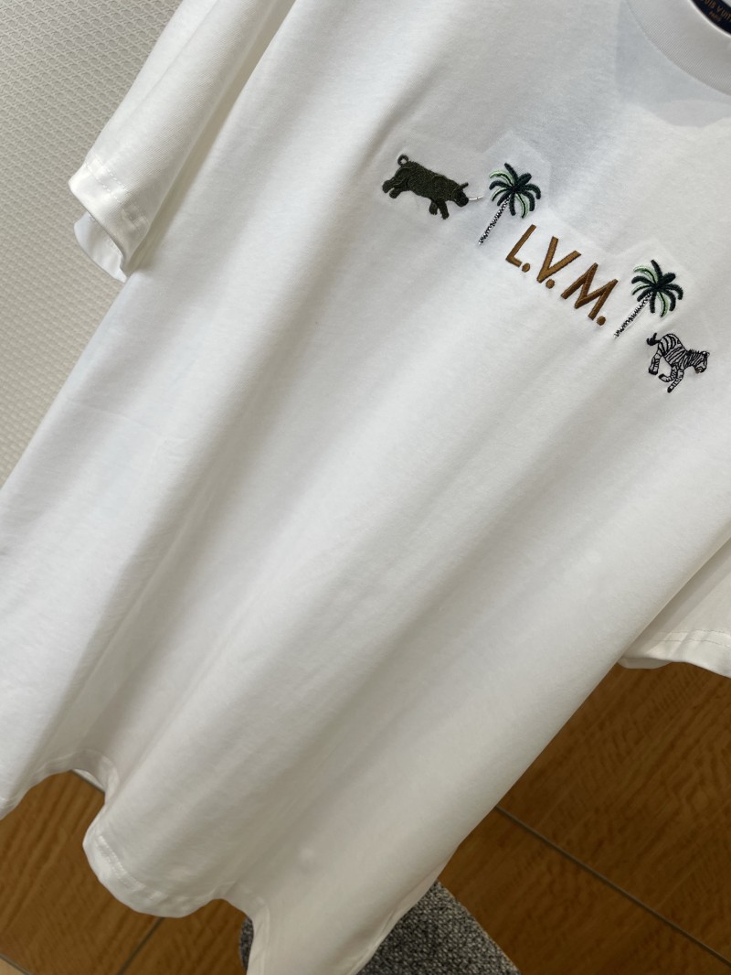 LV Animal Letter Embroidered Crew Neck Short-Sleeve T-Shirt 3