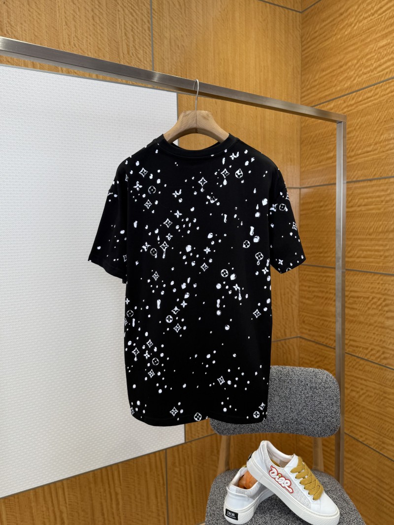 LV Droplet Print Letter Crew Neck Short Sleeve T-Shirt 1