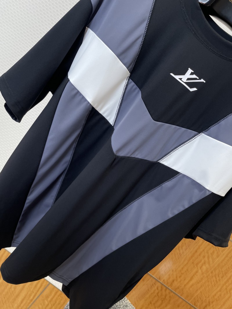 LV Color-Blocked Crew Neck Sports Short-Sleeve T-Shirt 3
