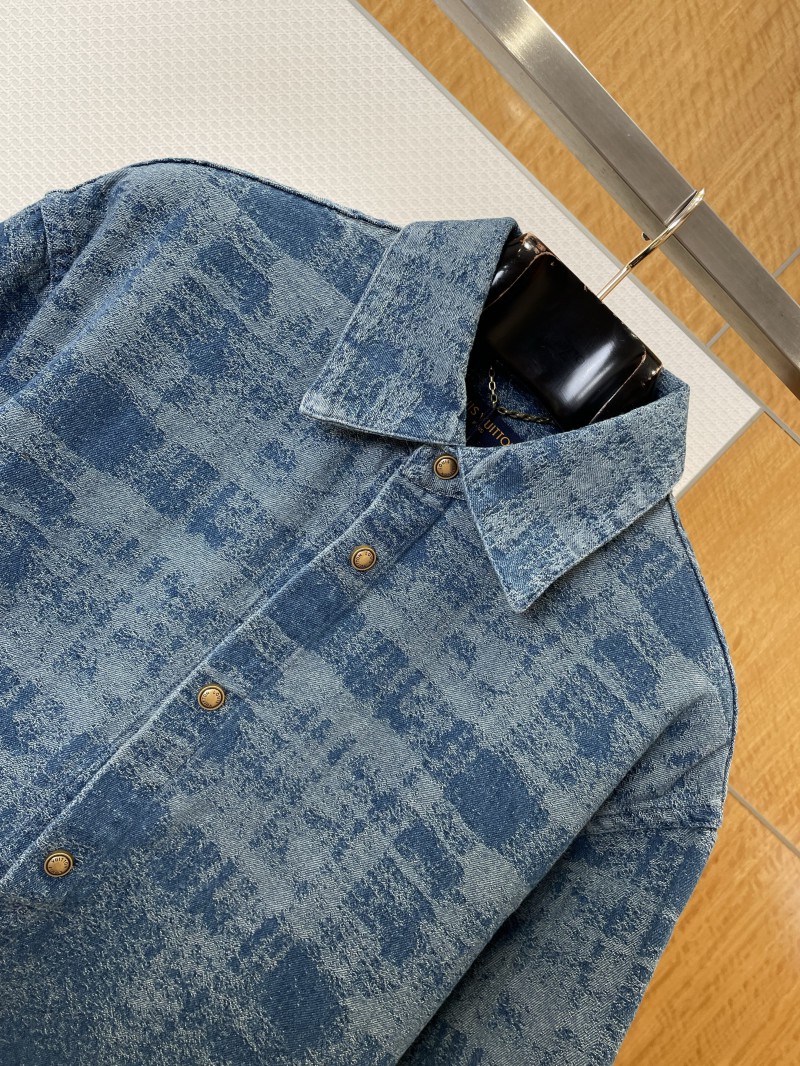 LV Jacquard Gradient Denim Short-Sleeve Shirt 2