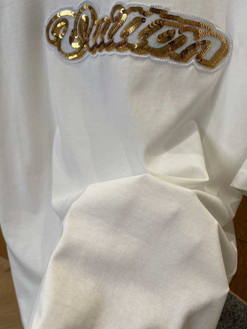 LV Sequined Letter Logo Short-Sleeve T-Shirt 1 4