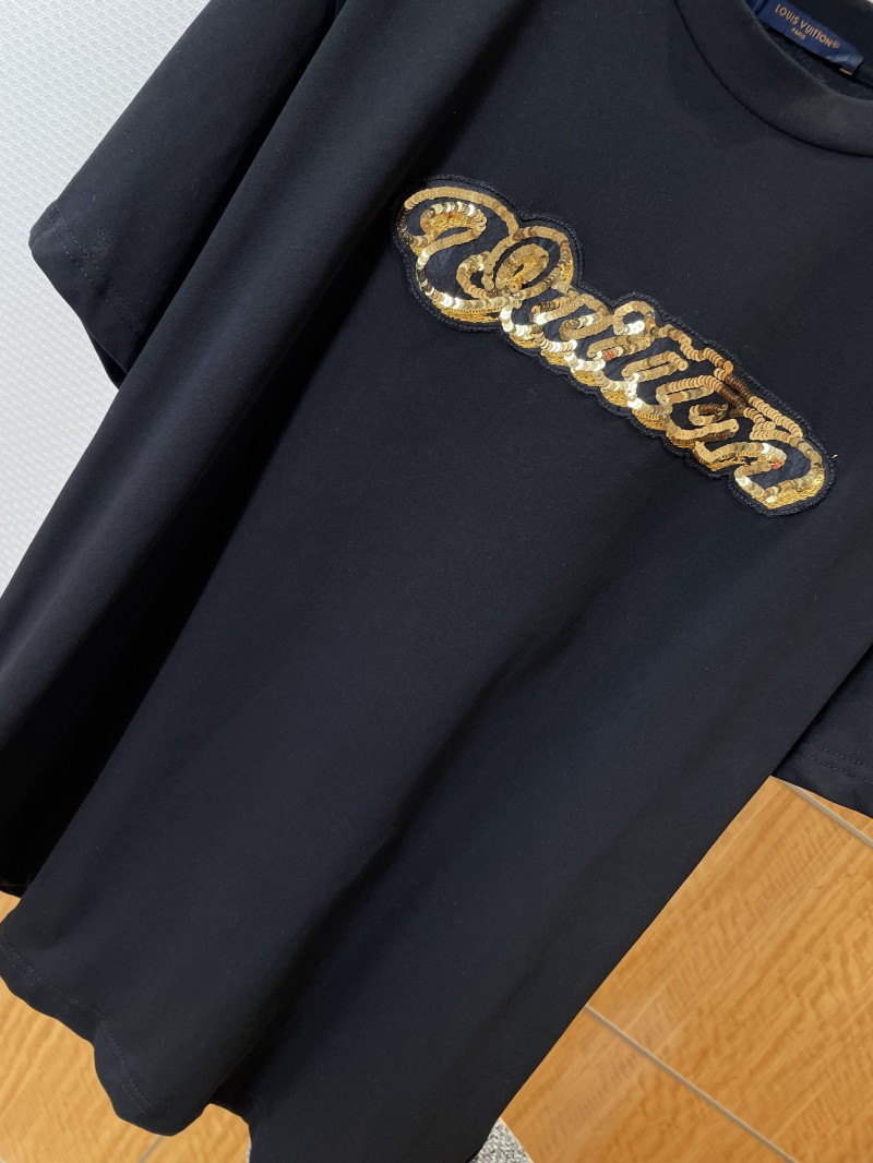 LV Sequined Letter Logo Short-Sleeve T-Shirt 2 3