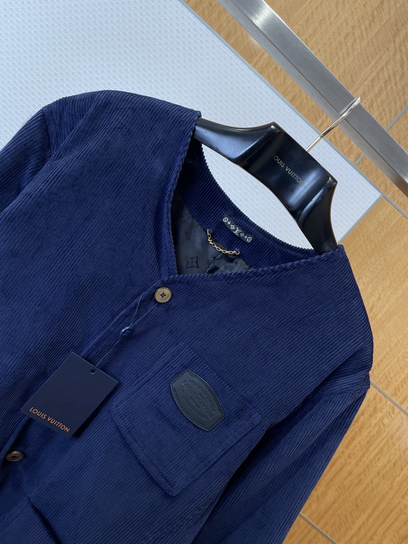 LV Pocket Leather Label V-Neck Cardigan Jacket 2