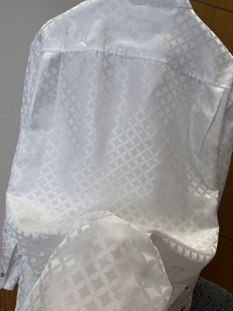 LV Jacquard Button-Down V-Neck Long-Sleeve Shirt 1 6