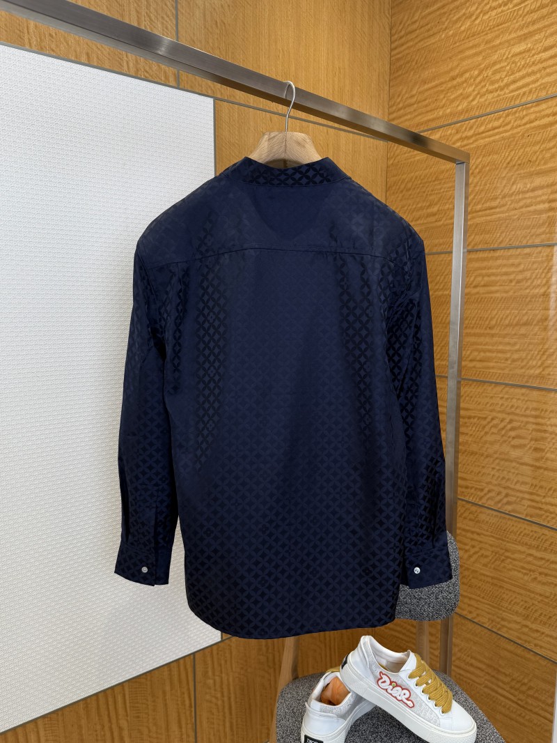 LV Jacquard Button-Down V-Neck Long-Sleeve Shirt 2 1