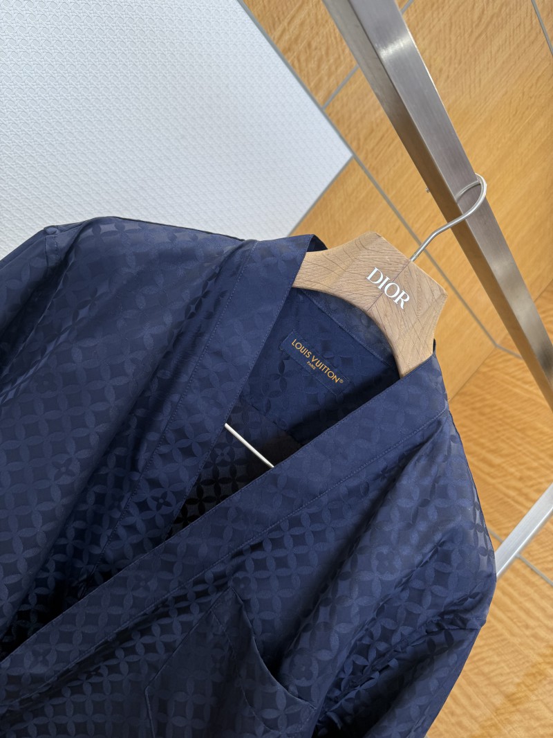 LV Jacquard Button-Down V-Neck Long-Sleeve Shirt 2 2