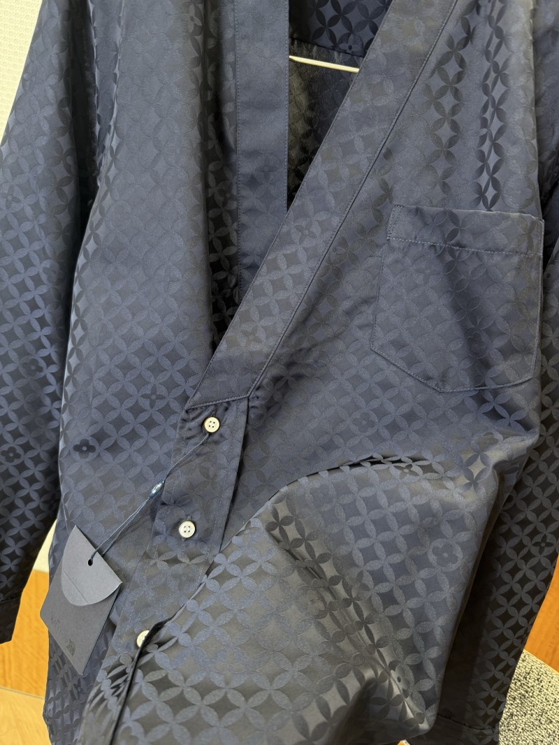 LV Jacquard Button-Down V-Neck Long-Sleeve Shirt 2 6
