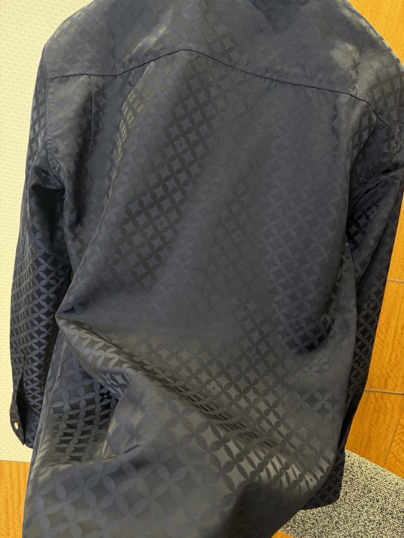 LV Jacquard Button-Down V-Neck Long-Sleeve Shirt 2 7