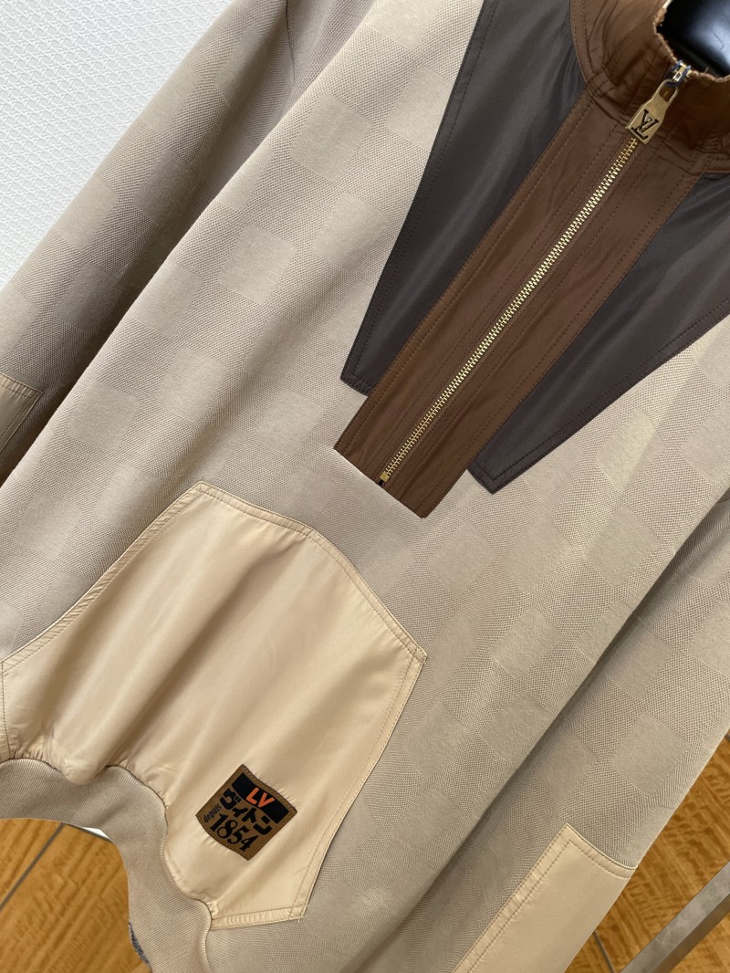 LV Half-Zip Contrast Color Stand Collar Sweatshirt 3