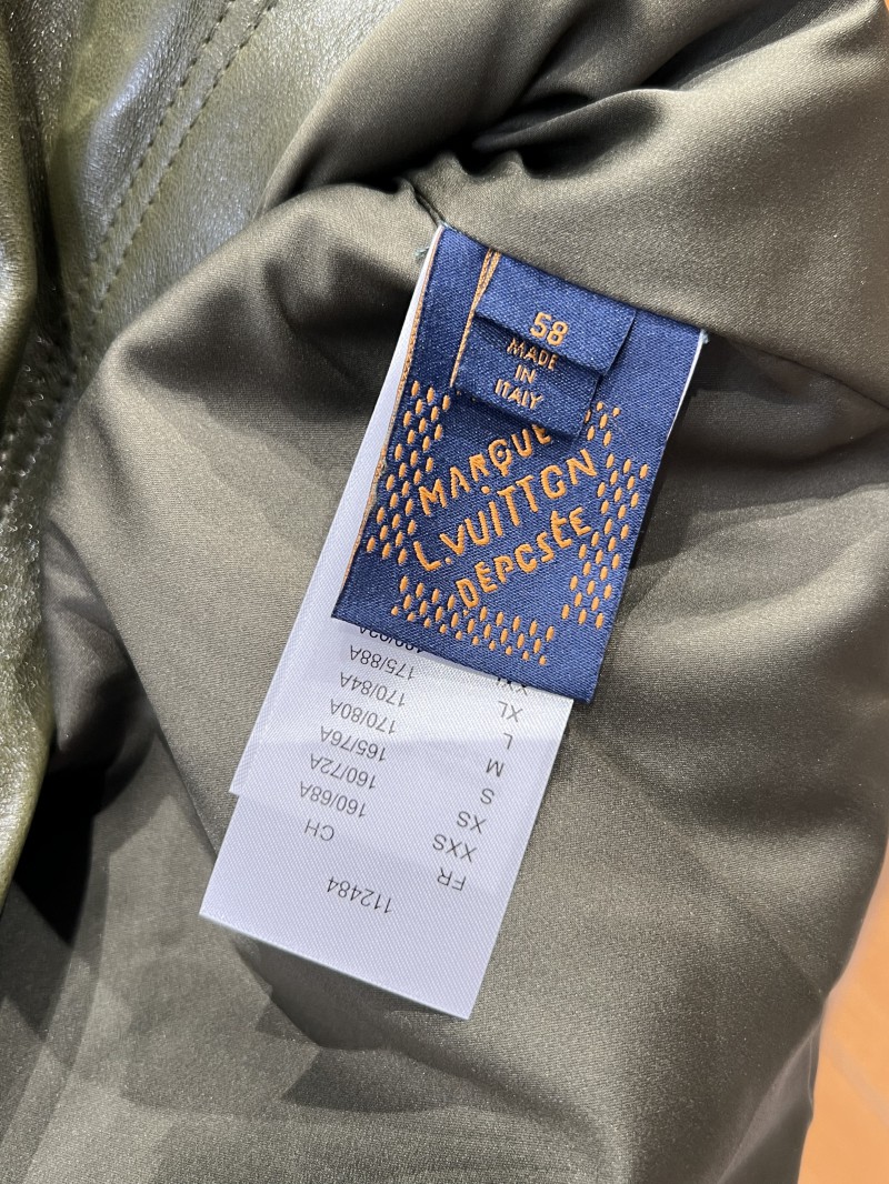 LV Letter Logo Lapel Zipper Leather Jacket 8