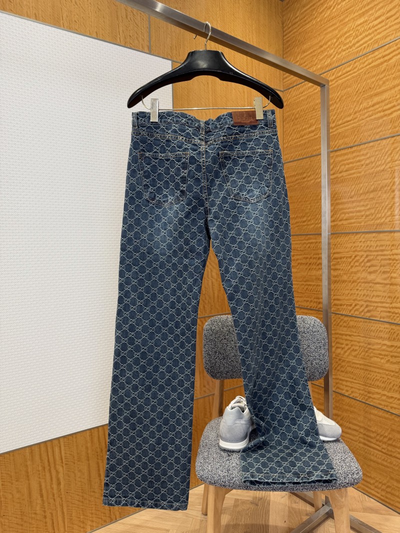 Gucci All-Over Print Denim Trousers 1