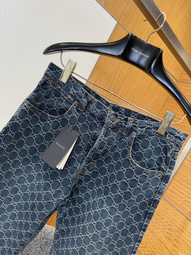 Gucci All-Over Print Denim Trousers 2