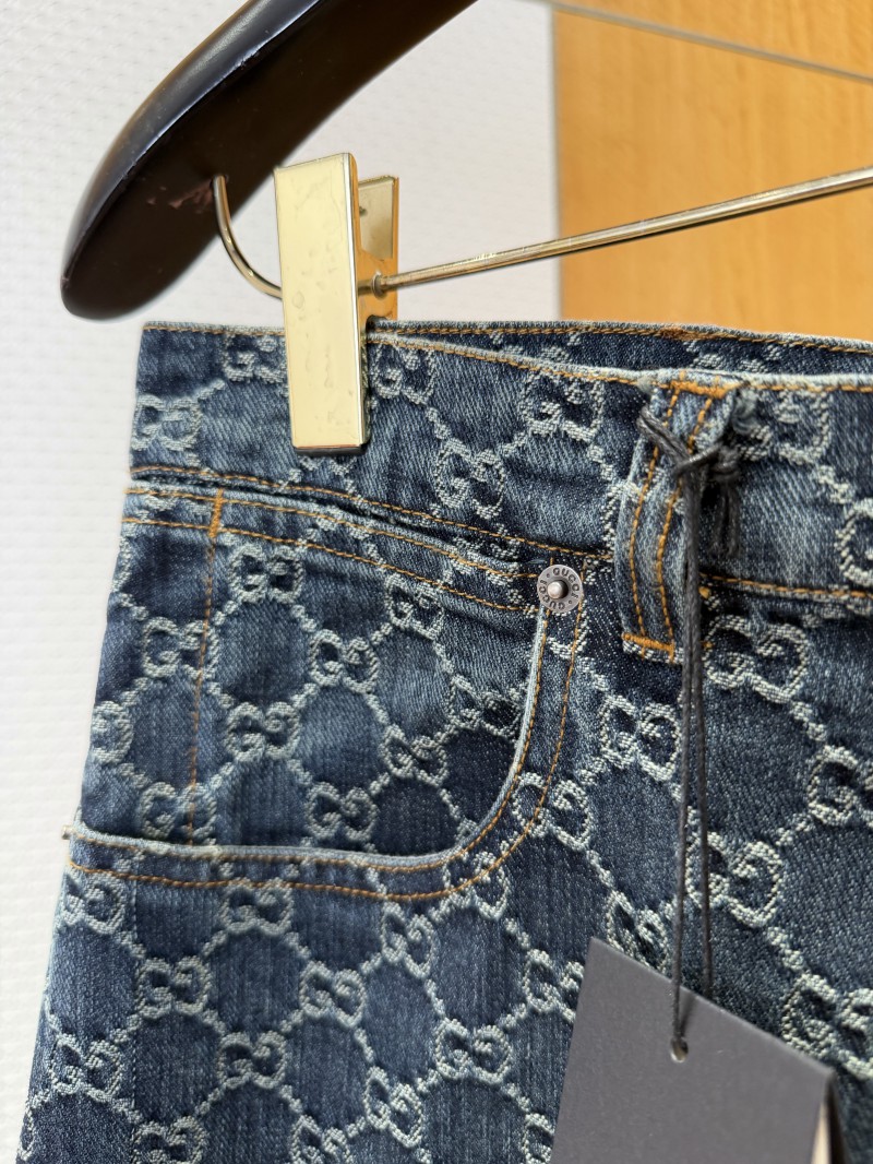 Gucci All-Over Print Denim Trousers 6