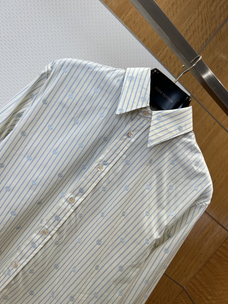 Gucci Striped Logo Long-Sleeve Collared Shirt 2
