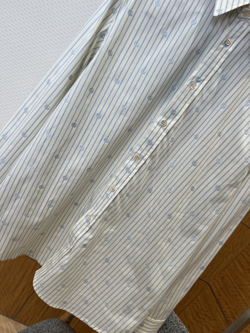 Gucci Striped Logo Long-Sleeve Collared Shirt 3